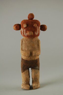 Hopi Pueblo. <em>Kachina Doll (Koyemsi [Mudhead])</em>, late 19th century. Wood, pigment, 7 5/16 x 3 1/8 x 1 1/2in. (18.5 x 8 x 3.8cm). Brooklyn Museum, Brooklyn Museum Collection, X862.1. Creative Commons-BY (Photo: Brooklyn Museum, CUR.X862.1_front.jpg)