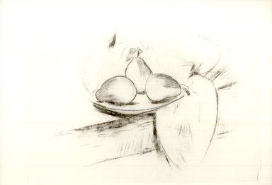 Marsden Hartley (American, 1877-1943). <em>Untitled (Fruit on Plate)</em>, n.d. Charcoal on paper, sheet (sight): 16 3/4 x 22 1/2 in. (42.5 x 57.2 cm). Brooklyn Museum, Brooklyn Museum Collection, X889.3 (Photo: Brooklyn Museum, CUR.X889.3.jpg)