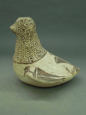 She-we-na (Zuni Pueblo). <em>Vessel in the Shape of a Swimming Duck</em>, 19th century. Clay, pigment, 6 5/16 x 7 x 6 1/4 in. (16.0 cm x 17.8 cm x 15.9 cm). Brooklyn Museum, Brooklyn Museum Collection, X898.6. Creative Commons-BY (Photo: Brooklyn Museum, CUR.X898.6_view1.jpg)