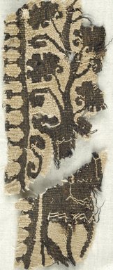 Coptic. <em>Band Fragment with Potted Botanical Decoration</em>, 4th–5th century C.E. Flax, wool, Larger fragment: 4 1/4 x 2 in. (10.8 x 5.1 cm). Brooklyn Museum, Brooklyn Museum Collection, X935. Creative Commons-BY (Photo: Brooklyn Museum (in collaboration with Index of Christian Art, Princeton University), CUR.X935_ICA.jpg)