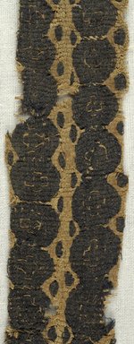 Coptic. <em>Band Fragment with Geometric Decoration</em>, 4th–7th century C.E. Flax, wool, 10 1/4 x 1 1/8 in. (26 x 2.9 cm). Brooklyn Museum, Brooklyn Museum Collection, X936. Creative Commons-BY (Photo: Brooklyn Museum (in collaboration with Index of Christian Art, Princeton University), CUR.X936_detail01_ICA.jpg)