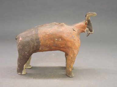 She-we-na (Zuni Pueblo). <em>Goat or Cow Vessel</em>, 19th century. Clay, pigment, 5 5/16 x 6 7/8 x 2 1/2 in. (13.5 cm x 7.5 cm x 6.4 cm). Brooklyn Museum, Brooklyn Museum Collection, X949.11. Creative Commons-BY (Photo: Brooklyn Museum, CUR.X949.11_view1.jpg)
