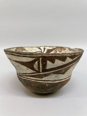 Hopi Pueblo. <em>Bowl</em>, 19th century. Clay, slip, pigment, 3 5/8 × 6 1/4 × 6 1/4 in. (9.2 × 15.9 × 15.9 cm). Brooklyn Museum, Brooklyn Museum Collection, X949.15. Creative Commons-BY (Photo: Brooklyn Museum, CUR.X949.15_view02.jpg)