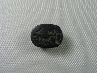  <em>Scarab Seal for a Mendes Ram</em>, 305-30 B.C.E. Steatite, 1/2 x 13/16 x 1 1/8 in. (1.3 x 2.1 x 2.9 cm). Brooklyn Museum, Charles Edwin Wilbour Fund, 37.528E. Creative Commons-BY (Photo: Brooklyn Museum, CUR_37.528E_view04.jpg)