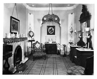 American. <em>Bureau</em>, ca. 1870–1880. Walnut, marble, 108 x 63 x 20 1/4 in. (274.3 x 160 x 51.4 cm). Brooklyn Museum, Gift of Eleanor Curnow in memory of her mother, Mary Griffith Curnow, 45.25.2. Creative Commons-BY (Photo: , Civil_War_dressing_room_yr1967_installation_48.207.270_42.4_51.113_53.219_45.140_53.183.3_53.47_52.120_40.930.58_53.20.2_45.25.2_SL1.jpg)