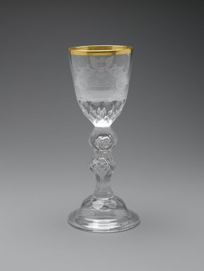  <em>Goblet</em>, ca. 1760. Glass, gilding, 9 3/8 x 4 in. (23.8 x 10.2 cm). Brooklyn Museum, Gift of Wunsch Foundation, Inc., 2008.20.8. Creative Commons-BY (Photo: Brooklyn Museum, L2006.1.6_PS1.jpg)