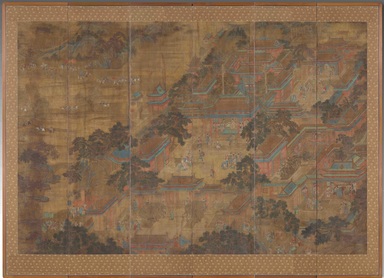  <em>Envoys Paying Tribute to the Court</em>, 17th century. Six-panel folding screen: ink and color on silk, Overall: 90 3/16 × 120 1/2 in. (229 × 306 cm). Lent by the Carroll Family Collection, L2022.2.4. Creative Commons-BY (Photo: Image courtesy of Joseph Carroll, L2022.2.4.jpg)
