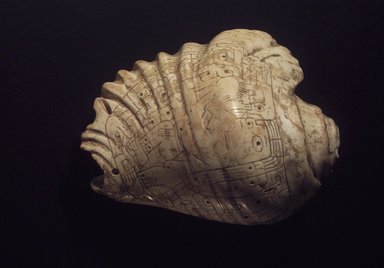 Chavin. <em>Incised Strombus-Shell Trumpet</em>, 400-200 B.C.E. Strombus shell, 11 1/4 x 7 1/8 x 11 1/4 in.  (28.6 x 18.1 x 28.6 cm). Anonymous Loan, L52.1. Creative Commons-BY (Photo: Brooklyn Museum, L52.1_transp5626.jpg)