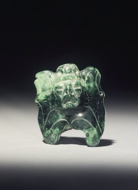 Olmec. <em>Winged Figure</em>, 800-500 B.C.E. Jadeite, 1 3/4 x 1 1/2 in. (4.4 x 3.8 cm). Private Collection, L65.7.2. Creative Commons-BY (Photo: Brooklyn Museum, L65.7.2_transpc003.jpg)