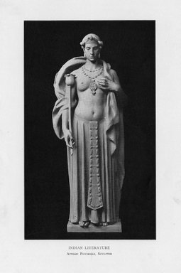 Attilio Piccirilli (American, born Italy, 1868–1945). <em>Indian Literature</em>, 1909. Indiana limestone, Approx. height: 144 in. (365.8 cm). Brooklyn Museum, Gift of the City of New York, Parks and Recreation, 09.937.3. Creative Commons-BY (Photo: Brooklyn Museum, PER_Bulletin_of_the_Brooklyn_Institute_of_Arts_and_Sciences_v1_p433_09.937.3.jpg)