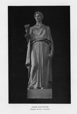 Herbert Adams (American, 1858-1945). <em>Greek Sculpture</em>, 1909. Indiana limestone, Approx. height: 144 in. (365.8 cm). Brooklyn Museum, Gift of the City of New York, Parks and Recreation, 09.937.24. Creative Commons-BY (Photo: Brooklyn Museum, PER_Bulletin_of_the_Brooklyn_Institute_of_Arts_and_Sciences_v2_p136_09.937.24.jpg)