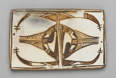 Hopi Pueblo. <em>Tile</em>, late 19th–early 20th century. Clay, slip, 6 1/8 x 3 3/4 in. (15.5 x 9.5 cm). Brooklyn Museum, Brooklyn Museum Collection, X1047.12. Creative Commons-BY (Photo: Brooklyn Museum, X1047.12_PS2.jpg)