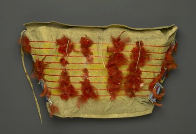 Sioux. <em>Tipi Bag or Possible Bag</em>, 19th century. Hide, beads, metal, horse hair, feathers, porcupine quills, ochre, sinew, 14 1/2 x 20 in. (36.8 x 50.8 cm). Brooklyn Museum, Brooklyn Museum Collection, X1111.2. Creative Commons-BY (Photo: Brooklyn Museum, X1111.2_PS1.jpg)