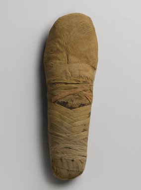 Egyptian. <em>Ibis-Form Snake Mummies</em>, 380-160 B.C.E. Animal remains (Egyptian house snake, Psammophis sp.), linen, 4 1/2 x 2 1/2 x 12 5/8 in. (11.4 x 6.4 x 32.1 cm). Brooklyn Museum, Brooklyn Museum Collection, X1183.2. Creative Commons-BY (Photo: Brooklyn Museum, X1183.2_PS9.jpg)