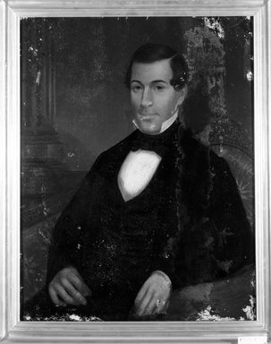 Probably Charles Winter (American, born ca. 1825). <em>Portrait of a Man</em>. Oil on canvas, 32 9/16 x 25 1/8 in. (82.7 x 63.8 cm). Brooklyn Museum, Brooklyn Museum Collection, X504.1 (Photo: Brooklyn Museum, X504.1_bw_SL4.jpg)