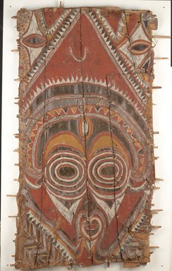 Abelam. <em>Korumbo Gable Painting</em>, 20th century. Bark, pigment, 73 x 44 x 3 in. (185.4 x 111.8 x 7.6 cm). Brooklyn Museum, Brooklyn Museum Collection, X579. Creative Commons-BY (Photo: Brooklyn Museum, X579_PS9.jpg)