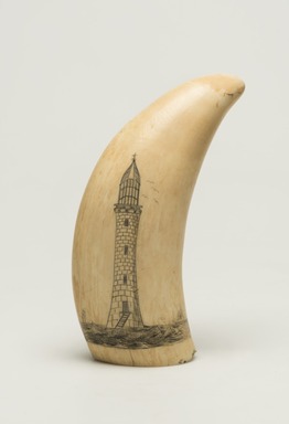 Unknown. <em>Scrimshaw, Whale's Tooth</em>, ca. 1830-1870. Whale's tooth, 5 5/8 x 2 1/8 in. (14.3 x 5.4 cm). Brooklyn Museum, Brooklyn Museum Collection, X613.2. Creative Commons-BY (Photo: Brooklyn Museum, X613.2_view01_PS11.jpg)