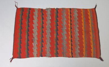 Navajo. <em>Women's Germantown Shoulder Blanket or Saddle Blanket</em>, ca. 1880. Wool, dye, 50 x 30 1/2in. (127 x 77.5cm). Brooklyn Museum, Brooklyn Museum Collection, X670. Creative Commons-BY (Photo: Brooklyn Museum, X670_PS5.jpg)