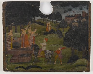  <em>Book Cover</em>, late 18th-19th century. Painted on paper glued to the wood, 7 1/4 x 8 7/8 in. (18.4 x 22.5 cm). Brooklyn Museum, Brooklyn Museum Collection, X679.7 (Photo: Brooklyn Museum, X679.7_recto_IMLS_PS4.jpg)