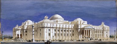 Francis L.V. Hoppin (American, 1867-1941). <em>McKim, Mead & White's Design for the Brooklyn Museum</em>, 1893. Watercolor and pen and ink on paper, 26 1/8 x 67 3/4 in.  (66.4 x 172.1 cm). Brooklyn Museum, Brooklyn Museum Collection, X737 (Photo: Brooklyn Museum, X737_SL1.jpg)