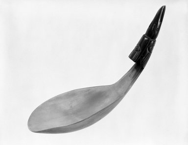 Eskimo. <em>Carved Spoon</em>, 1868-1901. Cow horn, length: 25.7 cm / 10 1/8 in. Brooklyn Museum, Brooklyn Museum Collection, X844.22. Creative Commons-BY (Photo: Brooklyn Museum, X844.22_bw.jpg)