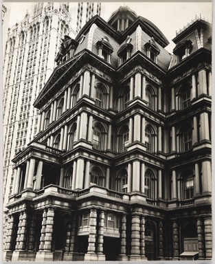 Berenice Abbott (American, 1898-1991). <em>Old Post Office (Broadway and Park Row, Manhattan)</em>, May 25, 1938. Gelatin silver print, 9 1/4 x 7 1/2 in. (23.5 x 19.1 cm). Brooklyn Museum, Brooklyn Museum Collection, X858.20 (Photo: , X858.20_PS9.jpg)