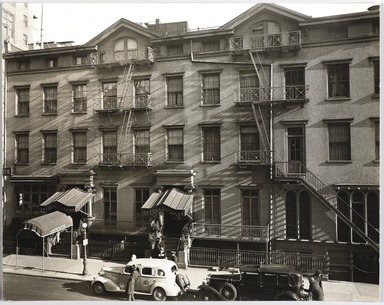 Berenice Abbott (American, 1898-1991). <em>Lafayette Hotel, University Pl. & 9th Street</em>, February 3, 1937. Gelatin silver print, sheet: 7 1/2 x 9 1/2 in. (19.1 x 24.1 cm). Brooklyn Museum, Brooklyn Museum Collection, X858.43 (Photo: , X858.43_PS9.jpg)