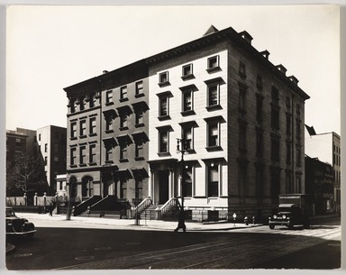 Berenice Abbott (American, 1898-1991). <em>Fifth Avenue, Nos. 4-6-8, Manhattan</em>, March 20, 1936. Gelatin silver photograph, 19 3/16 x 24 3/16 in. (48.8 x 61.5 cm). Brooklyn Museum, Brooklyn Museum Collection, X858.44 (Photo: , X858.44_PS9.jpg)