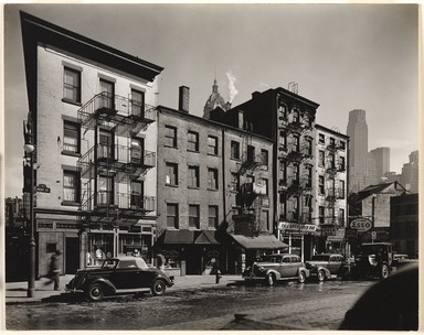 Berenice Abbott (American, 1898-1991). <em>West Street Row: Iv</em>, March 23, 1938. Gelatin silver print, sheet: 7 1/2 x 9 9/16 in. (19.1 x 24.3 cm). Brooklyn Museum, Brooklyn Museum Collection, X858.70 (Photo: , X858.70_PS9.jpg)