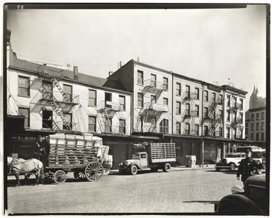 Berenice Abbott (American, 1898-1991). <em>West Street Row: I</em>, April 8, 1936. Gelatin silver print, sheet: 8 x 10 in. (20.3 x 25.4 cm). Brooklyn Museum, Brooklyn Museum Collection, X858.76 (Photo: , X858.76_PS9.jpg)