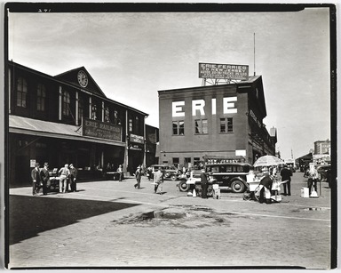 Berenice Abbott (American, 1898-1991). <em>Ferry: Chambers Street, From The Southwest</em>, March 23, 1989. Gelatin silver print, sheet: 8 x 10 in. (20.3 x 25.4 cm). Brooklyn Museum, Brooklyn Museum Collection, X858.79 (Photo: , X858.79_PS9.jpg)