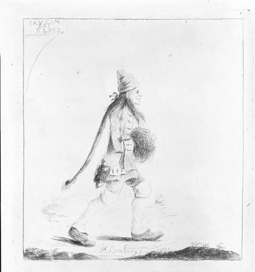 Henry William Bunbury (British, 1750-1811). <em>Paysan des Alpes</em>, 18th century. Drypoint on laid paper, plate:  6 7/16 x 5 7/8 in.  (16.3 x 14.9 cm). Brooklyn Museum, Brooklyn Museum Collection, X87 (Photo: Brooklyn Museum, X87_bw_SL4.jpg)
