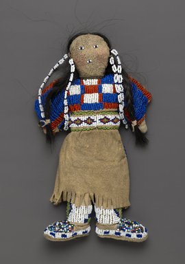Plains. <em>Doll</em>, 20th century. Cloth, buckskin, bead, 8 1/2 x 5 in. (21.6 x 12.7 cm). Brooklyn Museum, Brooklyn Museum Collection, X885. Creative Commons-BY (Photo: Brooklyn Museum, X885_view2_PS2.jpg)