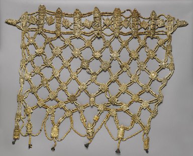  <em>Ritual Apron (Rugyan)</em>, 16th century. Carved human and animal bone plaques and beads, 28 x 35 x 3/4 in. (71.1 x 88.9 x 1.9 cm). Brooklyn Museum, Museum Expedition 1923, Purchased with funds given by Frederic B. Pratt and Frank L. Babbott, 23.289.27201. Creative Commons-BY (Photo: Brooklyn Museum, X887.2_PS4.jpg)