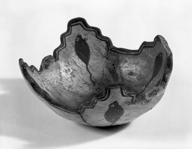 She-we-na (Zuni Pueblo). <em>Prayer Meal Bowl</em>, late 19th century. Clay, 2 15/16 x 6 1/8 in. (7.5 x 5.3 cm). Brooklyn Museum, Brooklyn Museum Collection, X922.3. Creative Commons-BY (Photo: Brooklyn Museum, X922.3_bw.jpg)