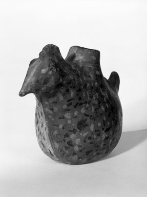 She-we-na (Zuni Pueblo). <em>Hollow Figure of a Chicken</em>, late 19th century. Clay, paint, 4.0 x 2 1/2 x 5 1/8 in. (10.5 cm x 6.3 cm x 13.0 cm). Brooklyn Museum, Brooklyn Museum Collection, X949.3. Creative Commons-BY (Photo: Brooklyn Museum, X949.3_view1_bw.jpg)