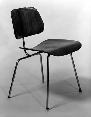 Charles Eames (American, 1907–1978). <em>DCM (Dining Chair Metal)</em>, Designed 1946. Birch plywood, metal, 29 1/4 x 19 1/2 x 22 3/4 in. (74.3 x 49.5 x 57.8 cm). Brooklyn Museum, Brooklyn Museum Collection, X748. Creative Commons-BY (Photo: Brooklyn Museum, x748_bw.jpg)