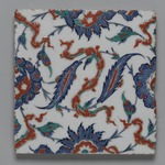 Square Tile with Saz Leaves and Chinese-Inspired Cloud Bands