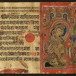 Page 37 from a manuscript of the Kalpasutra: recto image of Trishalas grief, verso text