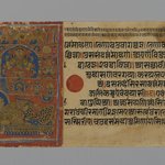 Page 64 from a manuscript of the Kalpasutra: recto image of Neminatha and Krishna standing in water, verso 2-tiered image of Neminathas wedding