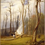 Spring--Burning Trees in a Girdled Clearing, Western Scene