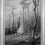 Spring--Burning Trees in a Girdled Clearing, Western Scene
