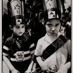 Two Children and Rabbi Schneerson in Hats, Laas Bomer, Crown Heights, Brooklyn