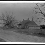 Walnut Tree, Large, Barn and House  of C. Vanderveer, 1849, North Front View, Canarsie Lane near Hunter Fly Road, Kouwenhoven Station, Long Island Rail Road, Flatlands, Brooklyn