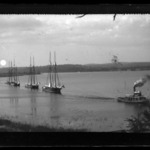 Tow Boat and Three Sail Boats, Deep River, Connecticut