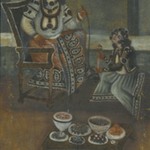 Female Attendant Offering a Waterpipe to a Princess Seated on a Throne