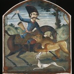 Hunter on Horseback Attacked by a Lion