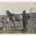 [Untitled] (Man Standing by a Mare and Two Foals)