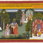 Kama and Rati Witness the Reunion of Krishna and Radha, Page from a Gita Govinda Series