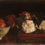 Flowers on a Japanese Tray on a Mahogany Table
